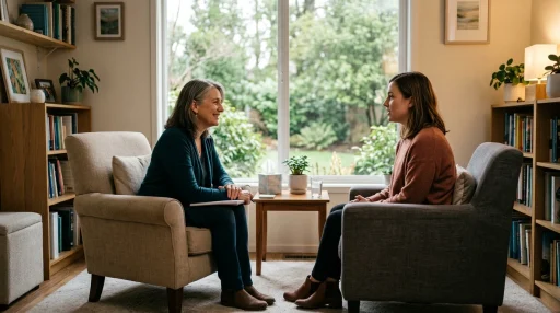 Compassionate counselor demonstrating attentive active listening in a counseling session (AI Generated Image)