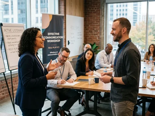 Team members engaging in an informative roleplaying communication simulation (AI Generated Image)