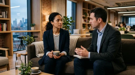 Two colleagues having an honest conversation about listening habits and constructive feedback (AI Generated Image)
