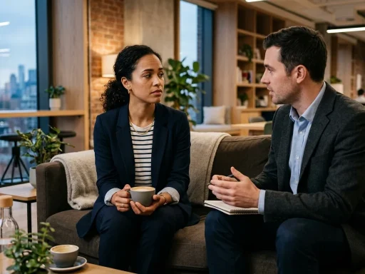 Are You Unconsciously a Poor Listener? 5 Subtle Habits and How to Overcome Them 11 Two colleagues having an honest conversation about listening habits and constructive feedback (AI Generated Image)