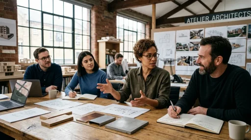 Collaborative team engaged in empathetic active listening during an architecture meeting (AI Generated Image)